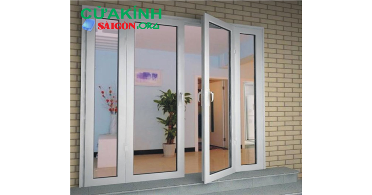Cửa nhôm kính cường lực 2 cánh đa dạng mẫu mã, thuận tiện sử dụng