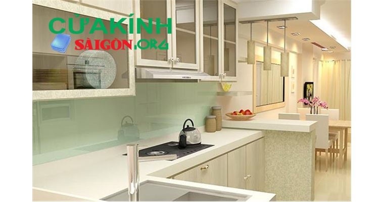 Tư vấn báo giá kính màu ốp bếp trang trí đẹp