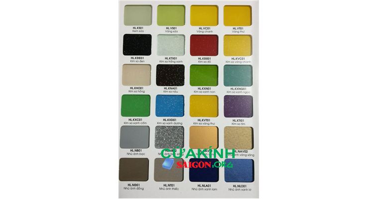 Bảng màu kính ốp bếp các loại Màu Kính lựa chọn