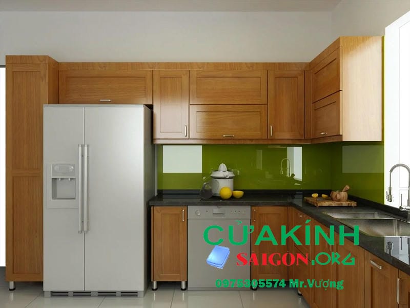 Thi công kính màu ốp bếp Quận 6