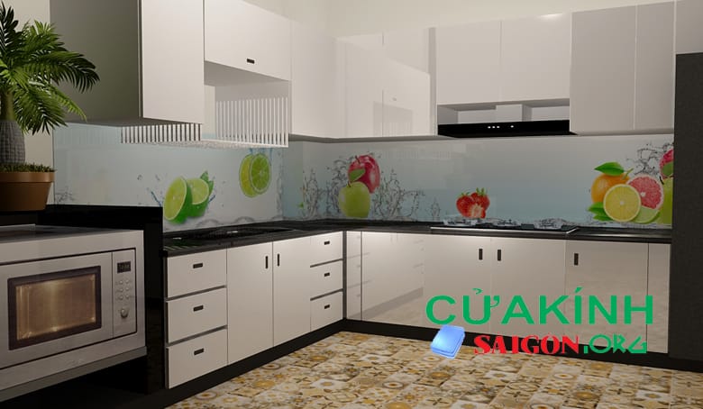 Kính màu ốp bếp giá rẻ Cần Giờ
