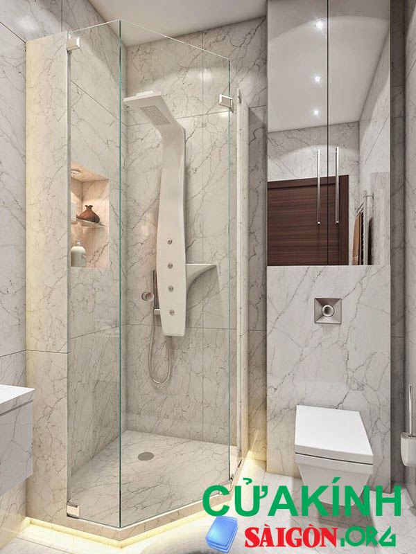 Vách tắm kính sử dụng cho chung cư nhỏ khoảng 40m2
